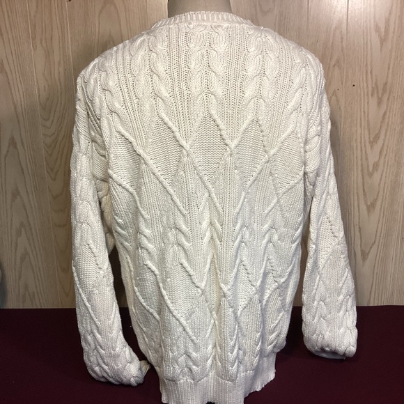 L. Etienne Pour Homme Men’s Cable Crewneck Cotton Sweater Made USA size XL Tall - Picture 3 of 9